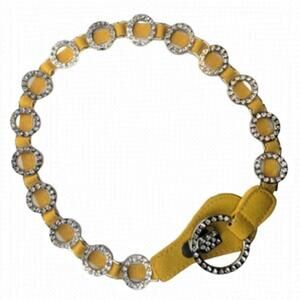 Yellow Stretch Belt Bling Crystals Buckle Elasticized Band Belt
